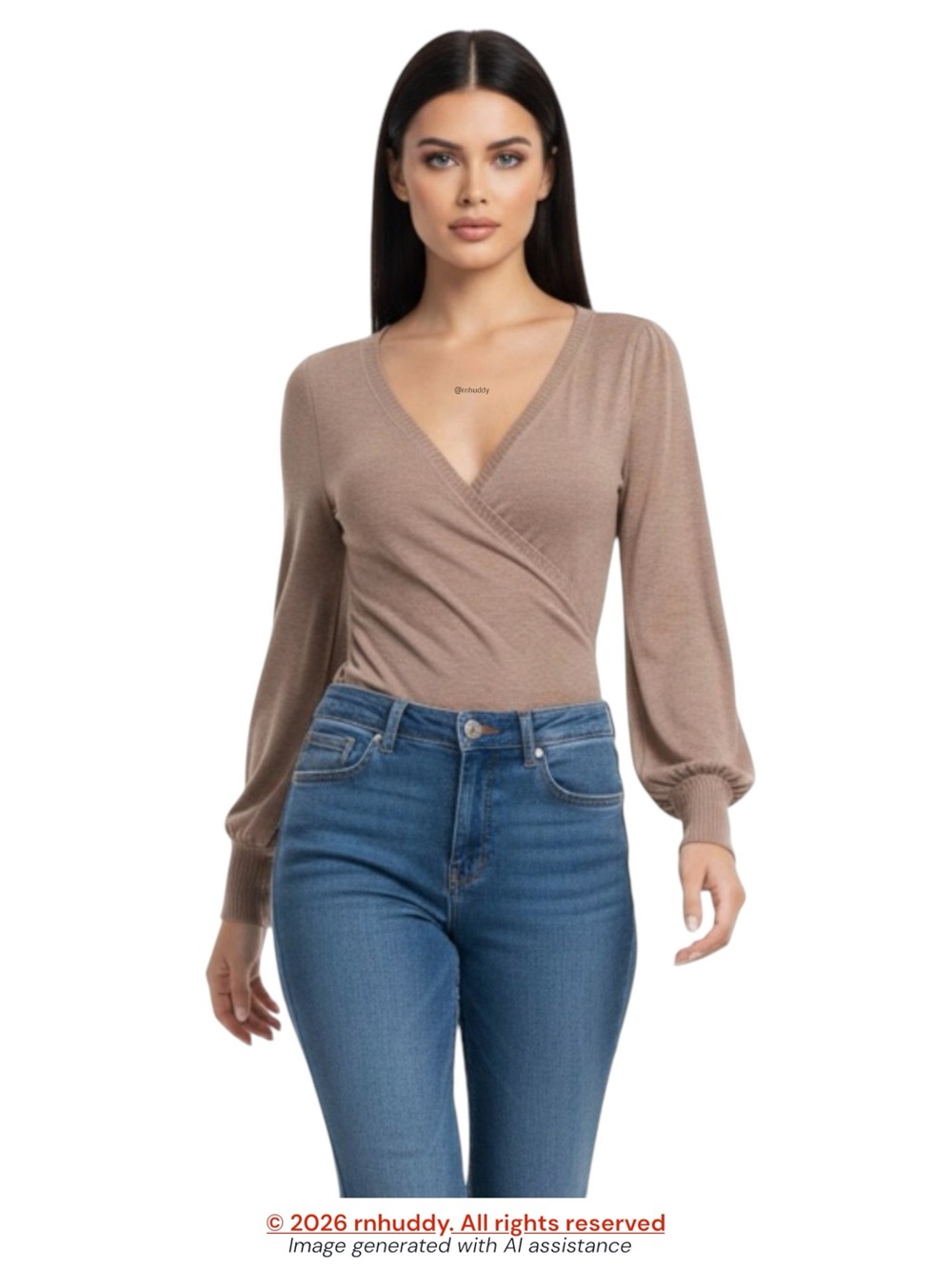 Abercrombie & Fitch S tan soft AF cozy wrap bodysuit